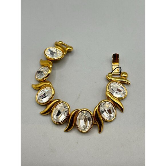 Napier 1990 Bracelet Book Piece Gold Plated Swarovski Crystals Hollywood Series - Picture 2 of 8